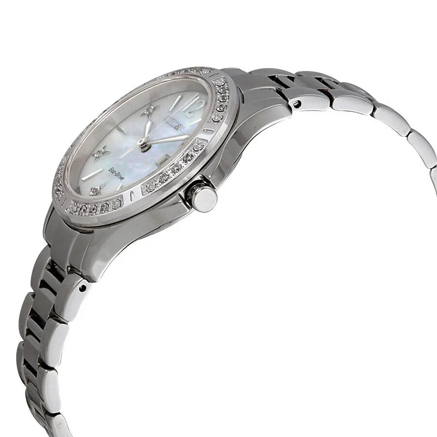 Citizen Elektra Diamond White Mother of Pearl Dial Ladies Watch EW2510-50D