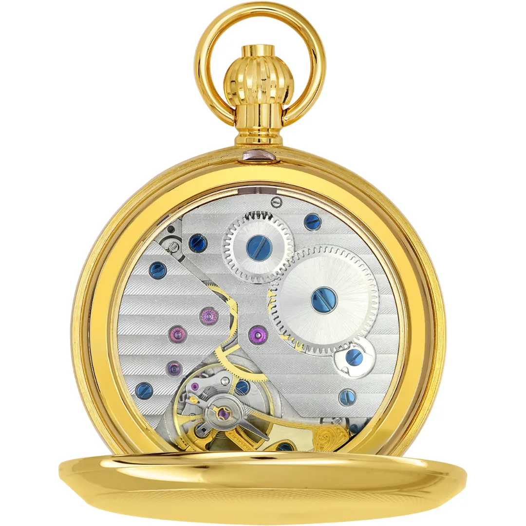 Classic Gold Mechanical Pocket Watch – Intricate Movement & Timeless Design