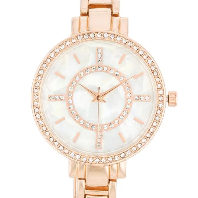 Classic Metal Watch With Crystals