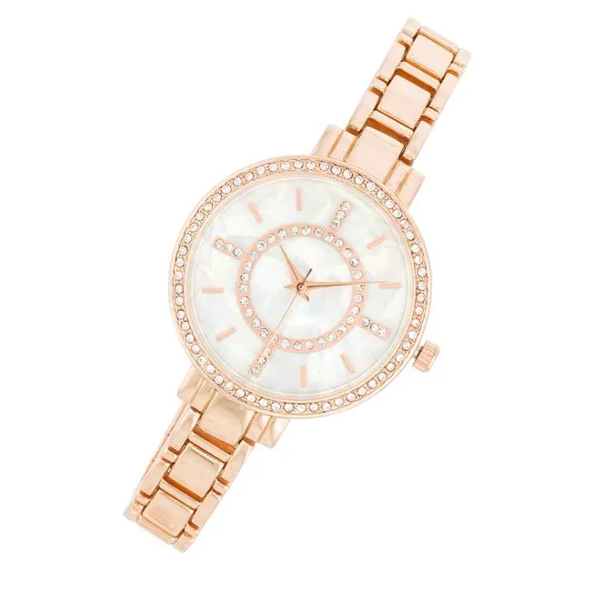 Classic Metal Watch With Crystals