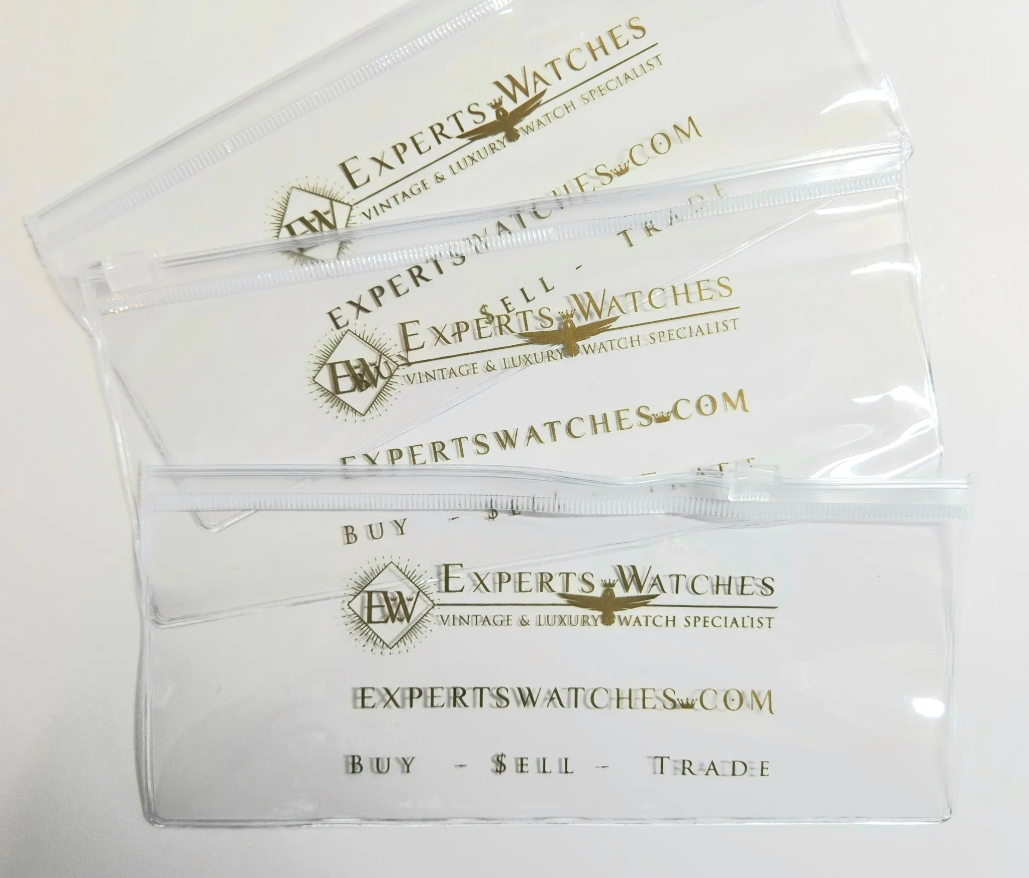 Clear Zipper Watch Pouch Case - Thick PVC - Experts Watches Logo