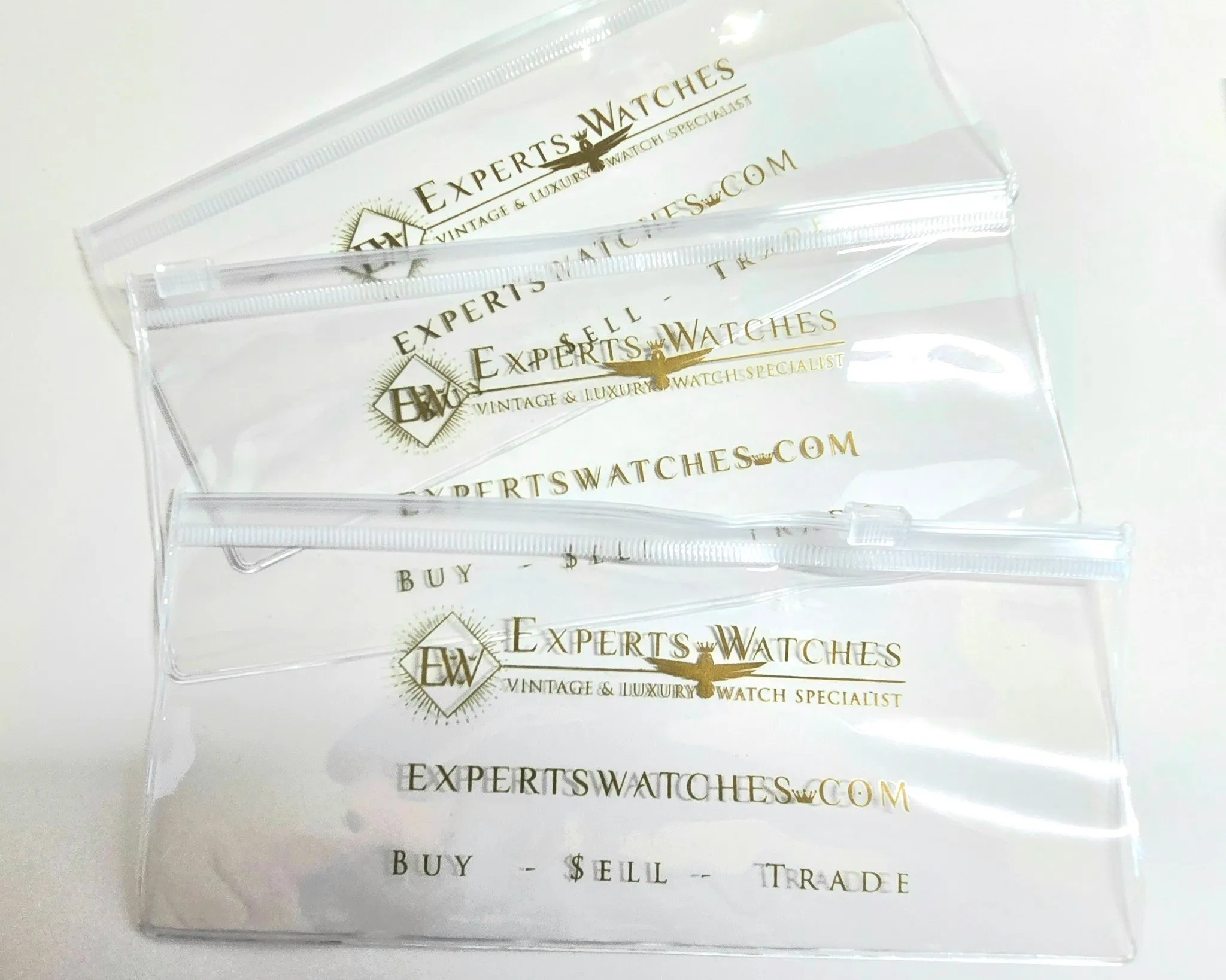 Clear Zipper Watch Pouch Case - Thick PVC - Experts Watches Logo