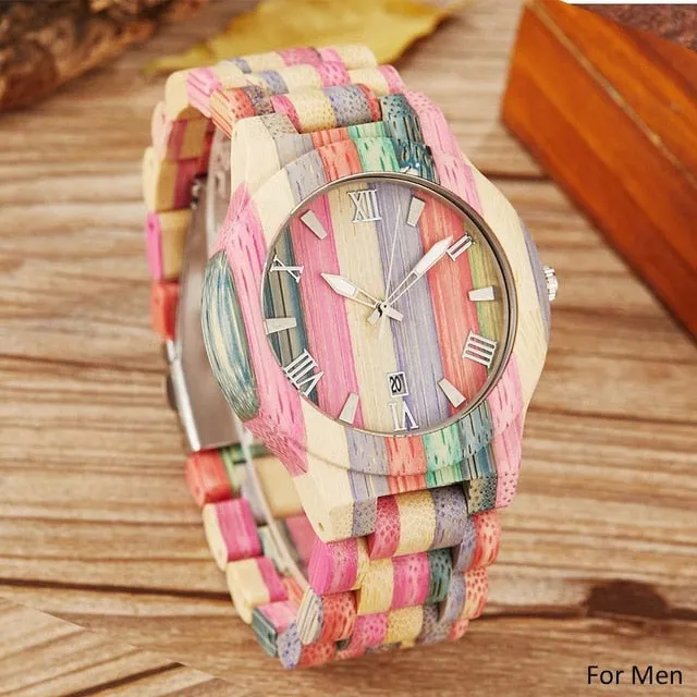 Colorful Printing Wooden Couple  Watches