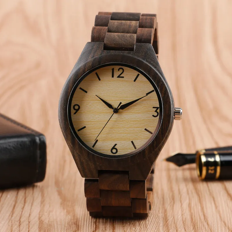 Creative Full Natural Wood Male Watches Handmade Bamboo Novel Fashion Men Women Wooden Bangle Quartz Wrist Watch Reloj de madera
