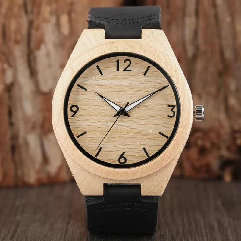 Creative Full Natural Wood Male Watches Handmade Bamboo Novel Fashion Men Women Wooden Bangle Quartz Wrist Watch Reloj de madera