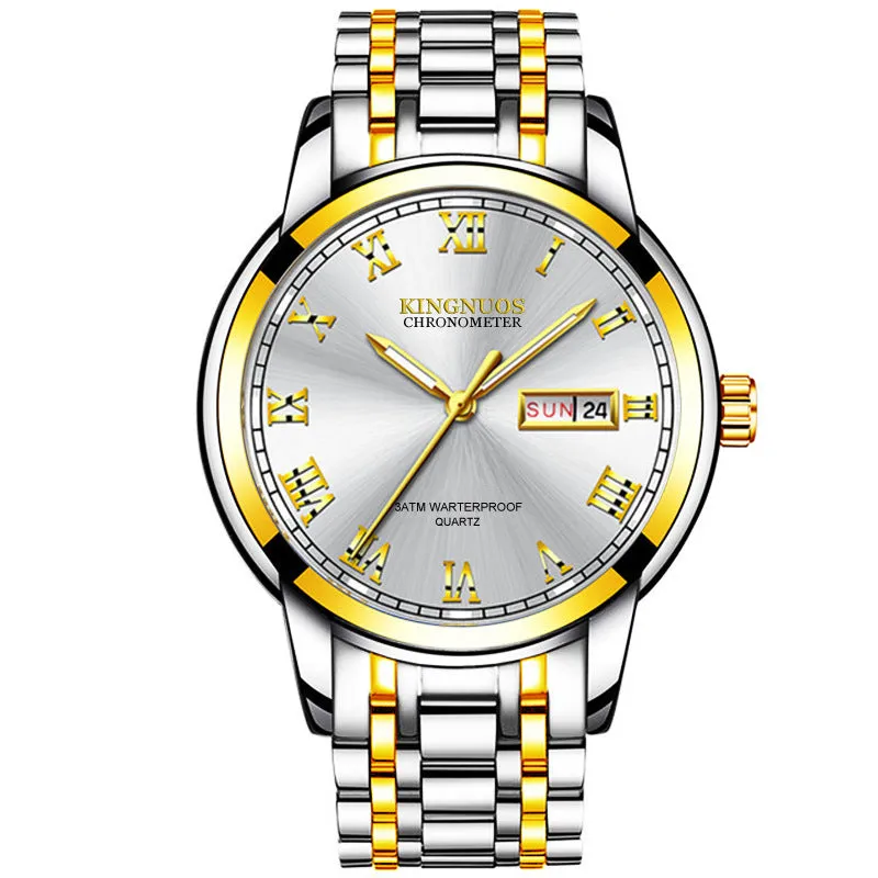 Cross-border Hot Double Calendar Steel Belt Watch Business Non-mechanical