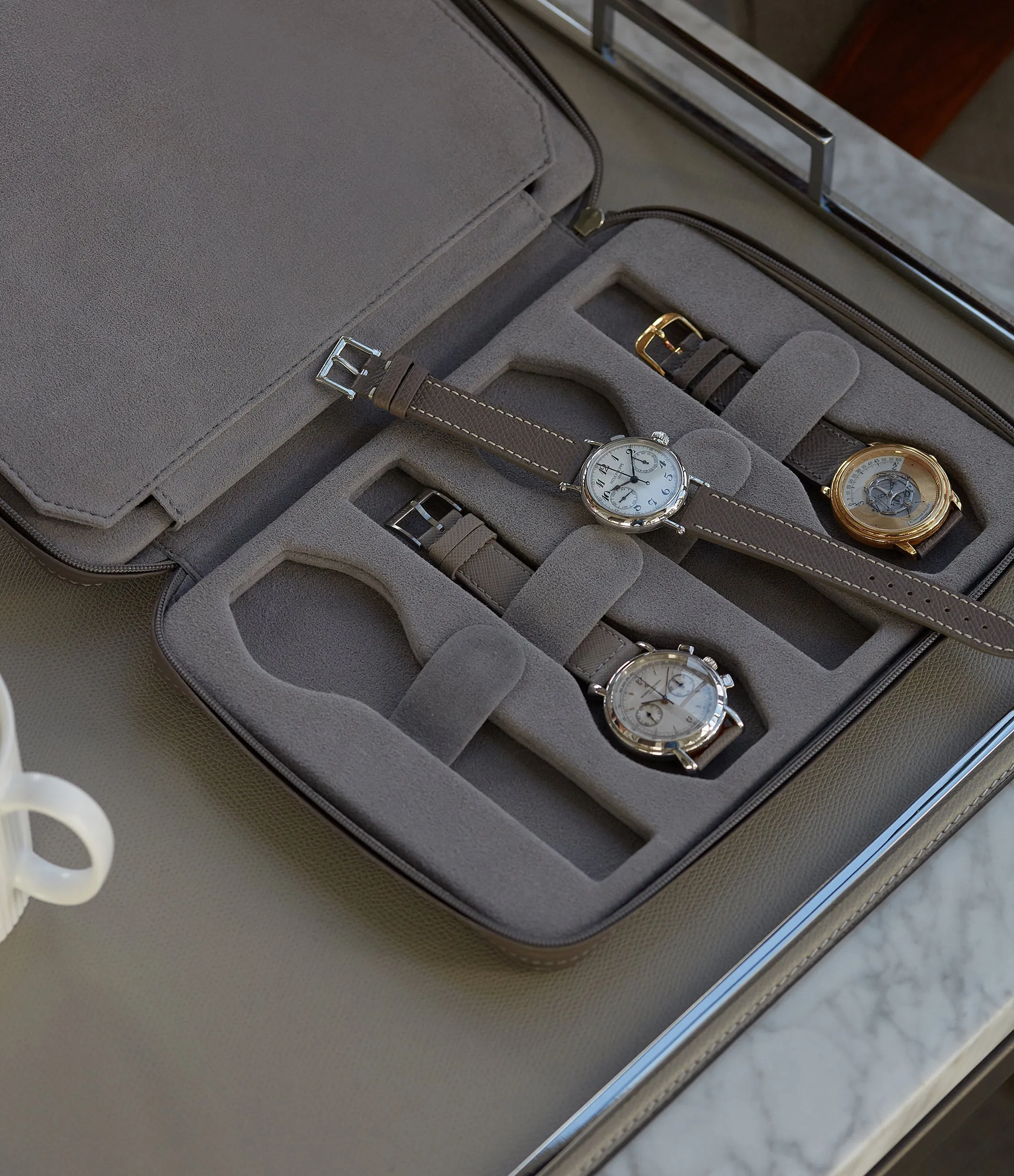 eight-watch folio, grained leather