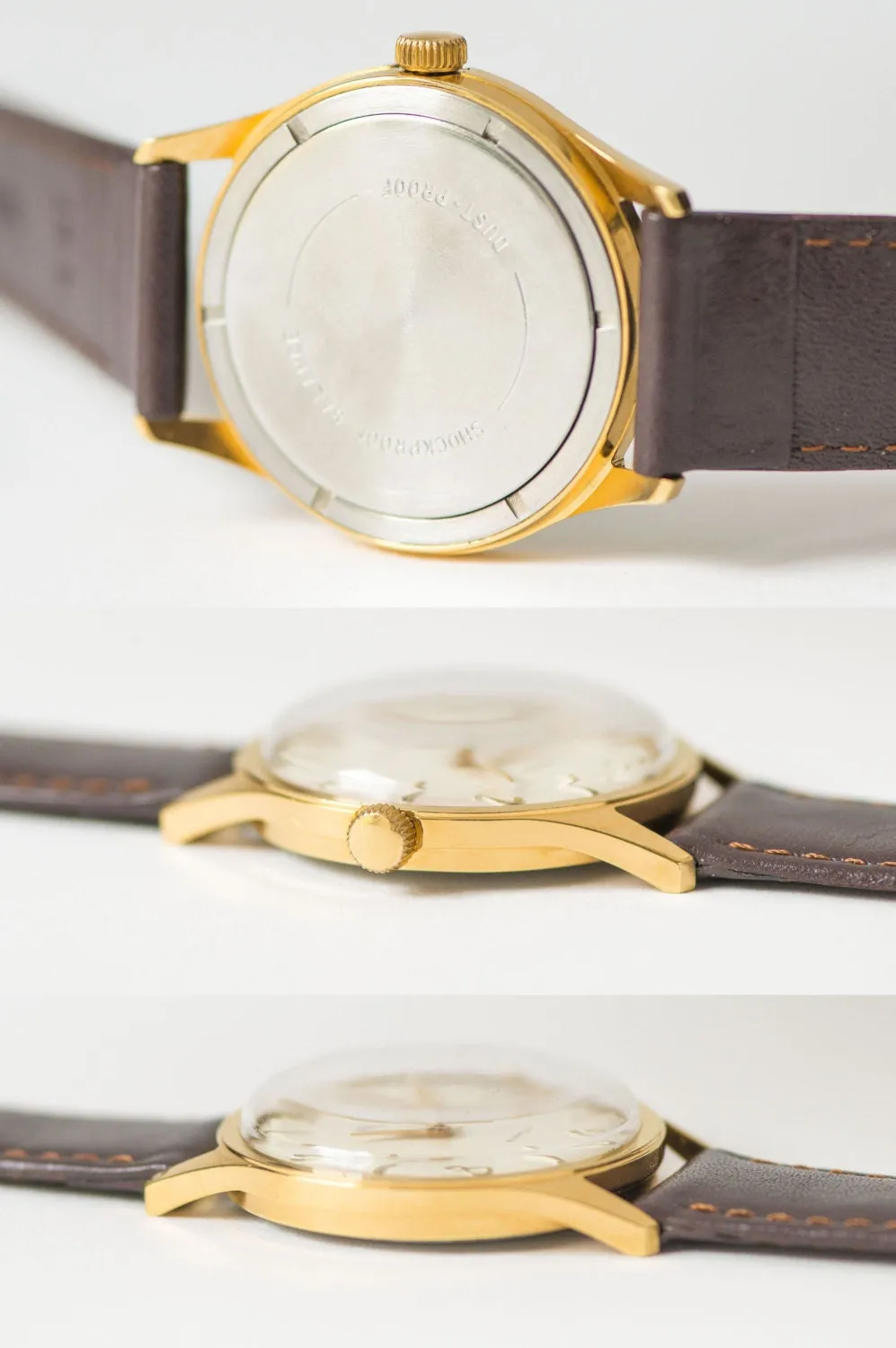 Elegant Men's Watch Wostok\East, gold plated men watch minimalist, shockproof watch him, Father's gift watch, new waterproof leather strap