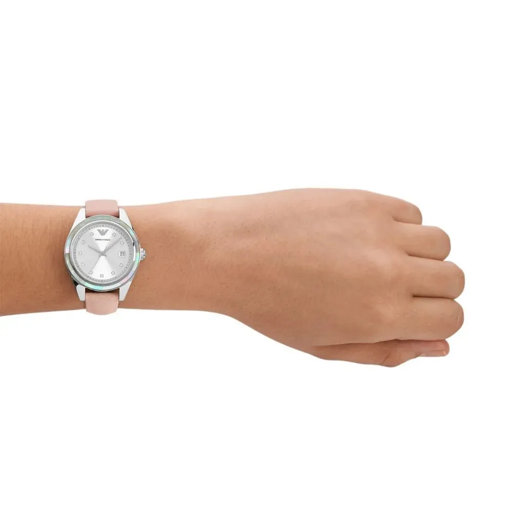 Emporio Armani LEO Women's Pink Leather Starp Watch