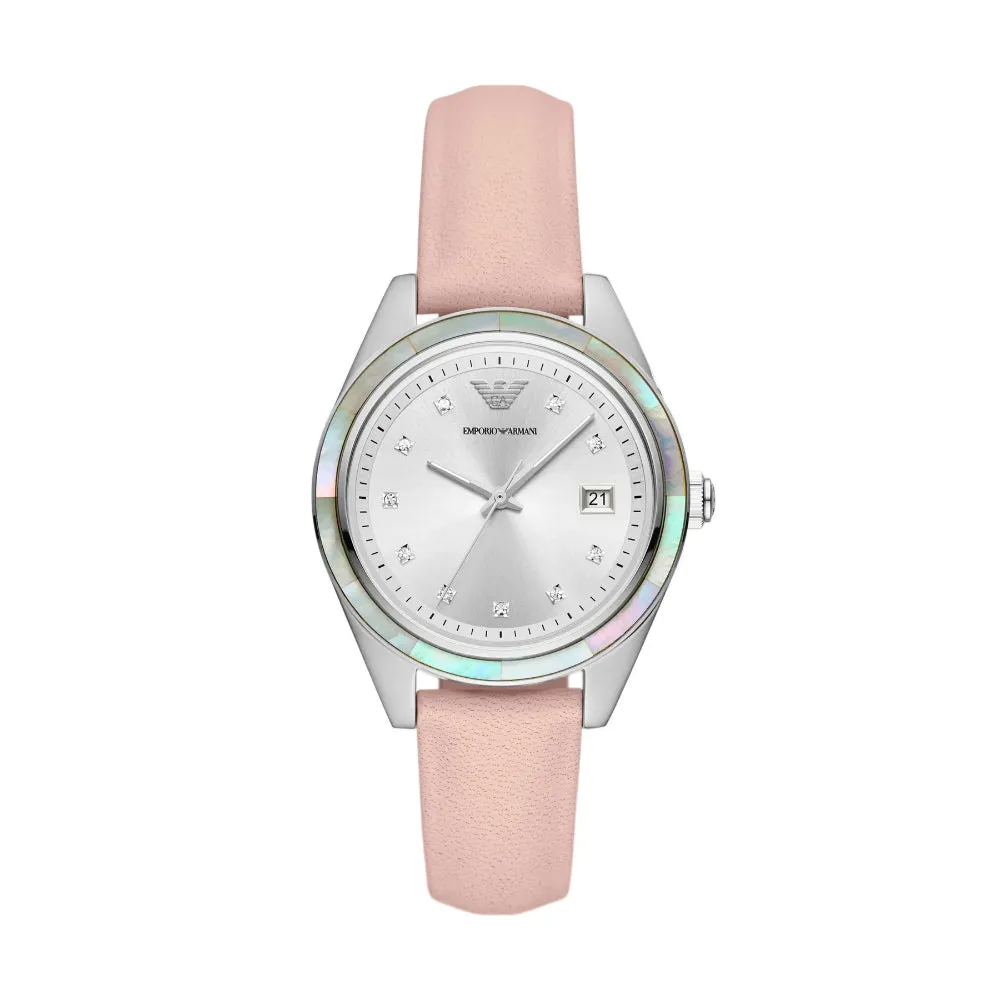 Emporio Armani LEO Women's Pink Leather Starp Watch