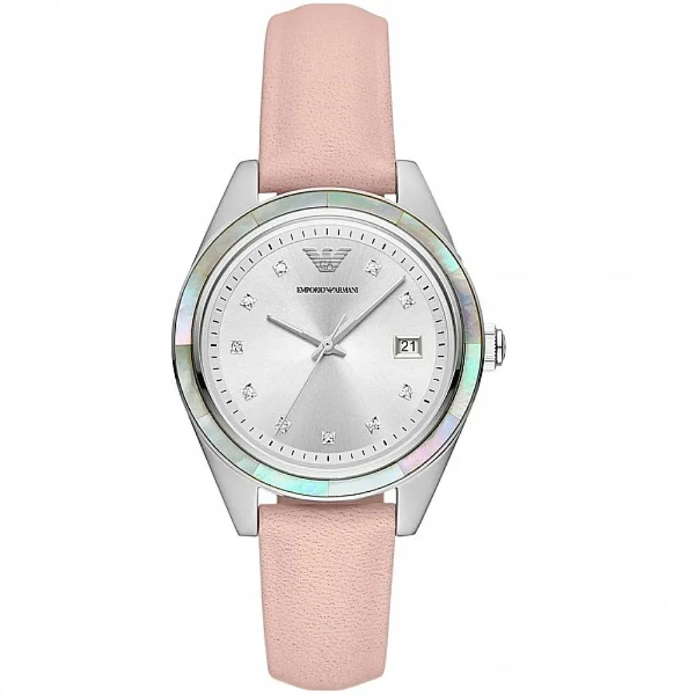 Emporio Armani LEO Women's Pink Leather Starp Watch