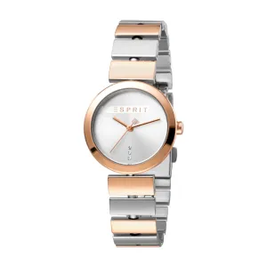 Esprit Ladies 2Tone Stainless Steel Watch Silver Color Dial & 2Tone Metal Bracelet