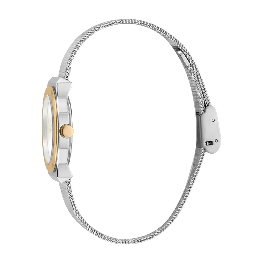 Esprit Ladies 2Tone Stainless Steel Watch Silver Color Dial & Mesh Bracelet