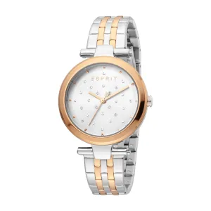 Esprit Ladies Two Tone Watch Silver Color Â Dial With Stone