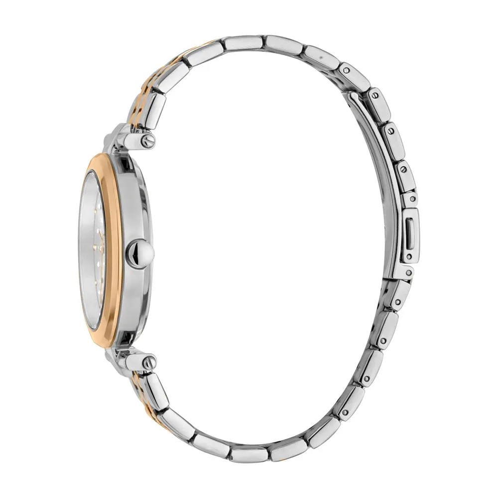 Esprit Ladies Two Tone Watch Silver Color Â Dial With Stone