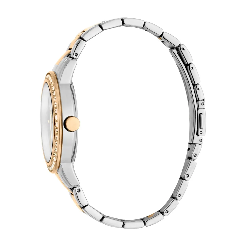 Esprit Ladies Two Tone Watch With Stone Silver Â Dial