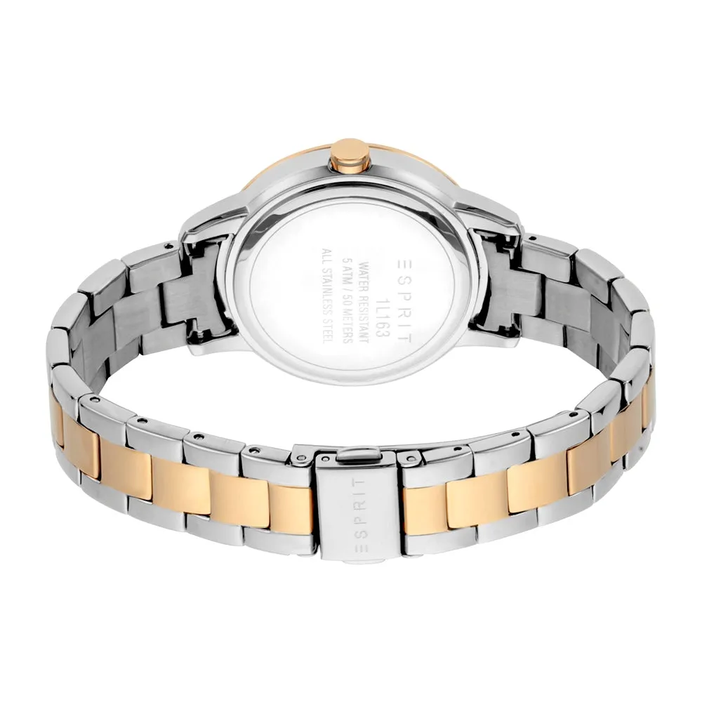 Esprit Ladies Two Tone Watch With Stone Silver Â Dial