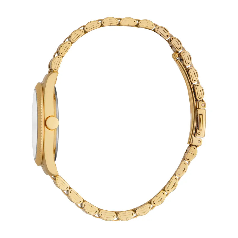 ESPRIT Women's Gold Color Case Watch with White MOP Dial and Metal Bracelet