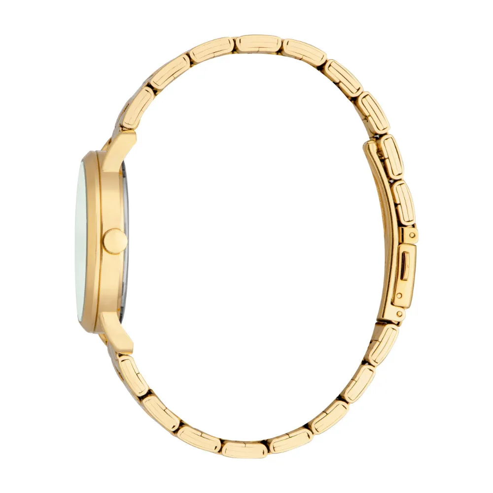 ESPRIT Women's Watch Gold Color Case Dark Green Dial Gold Color Metal Bracelet