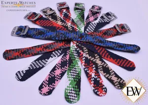 Experts Watches 22 mm 24 mm Perlon Watch Strap Braided Nylon Band Vintage Colors