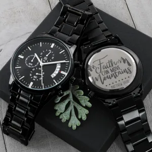 Faith Can Move Mountains Engraved Black Watch