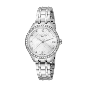 Ferre Milano Ladies Watch Stainless Steel Case & Bracelet With White Dial