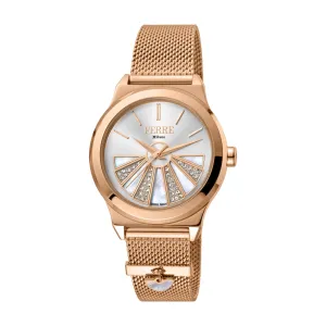 Ferre Milano Ladies Watch With Ip Rose Gold Case & Bracelet