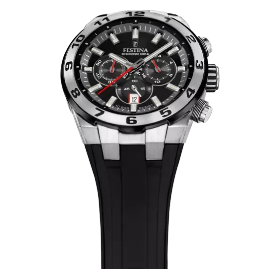 Festina Chrono Bike Gents Black Dial Black Rubber Strap Watch