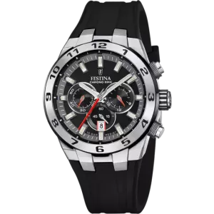 Festina Chrono Bike Gents Black Dial Black Rubber Strap Watch