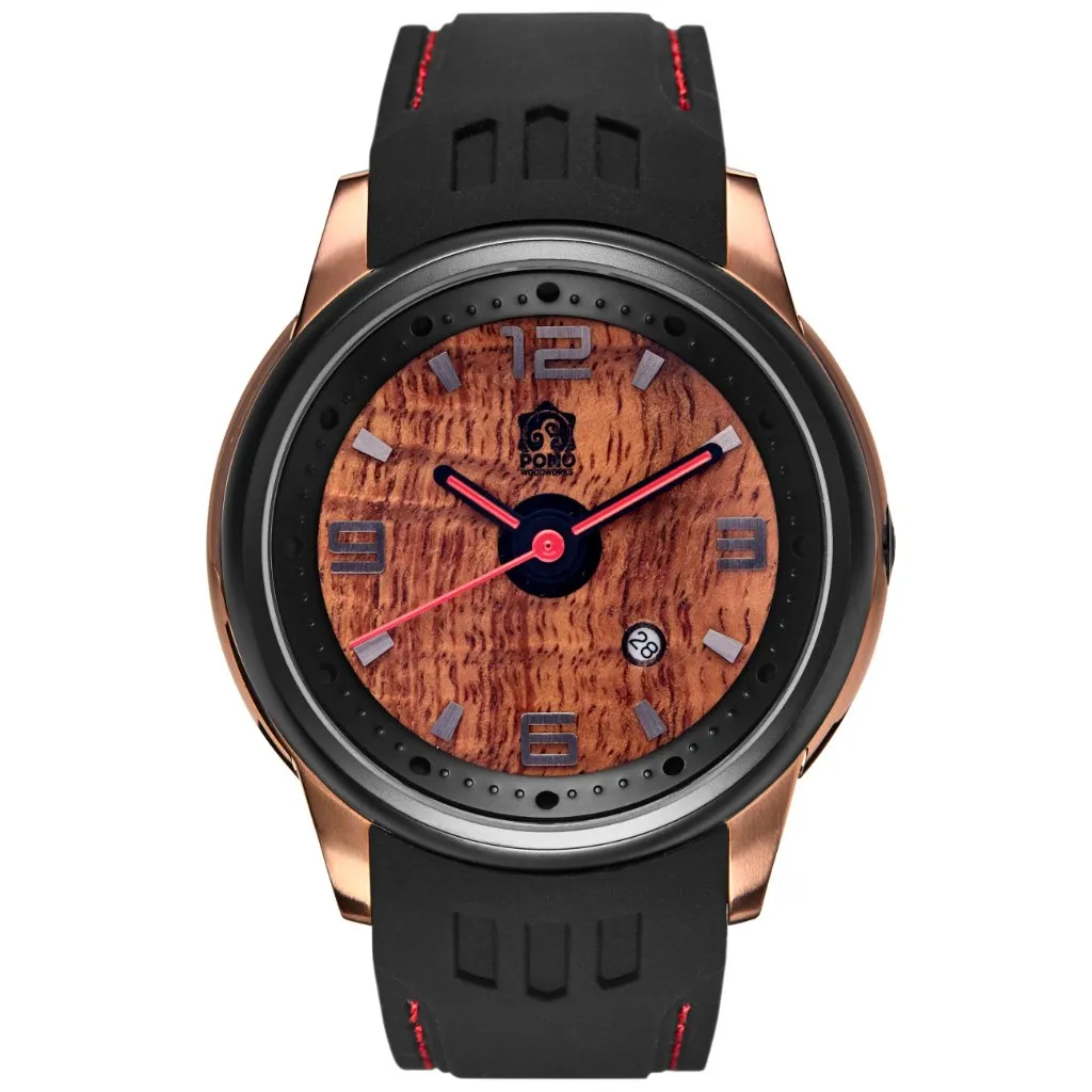 Fissure 8 Koa Wood Watch Rose Gold/Lava Rock