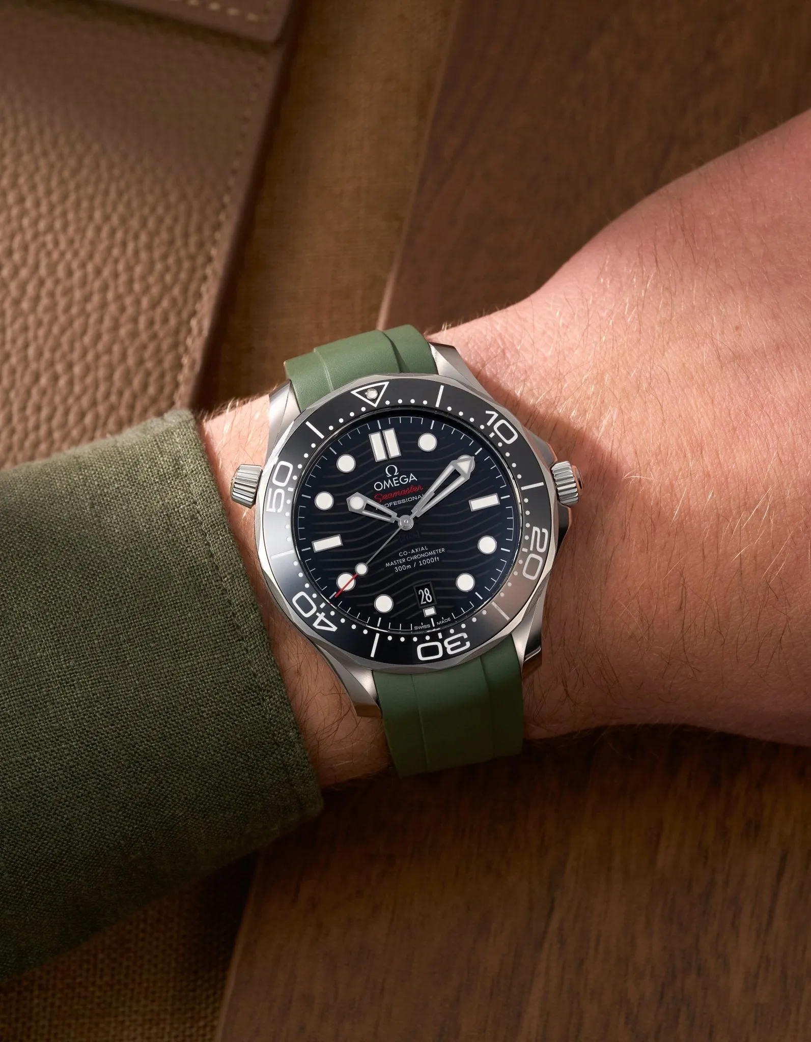 FKM Rubber Strap for Omega Seamaster 300 Diver - Military Green