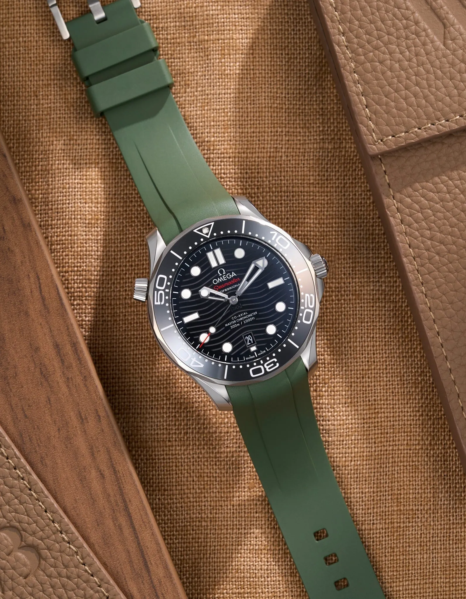 FKM Rubber Strap for Omega Seamaster 300 Diver - Military Green