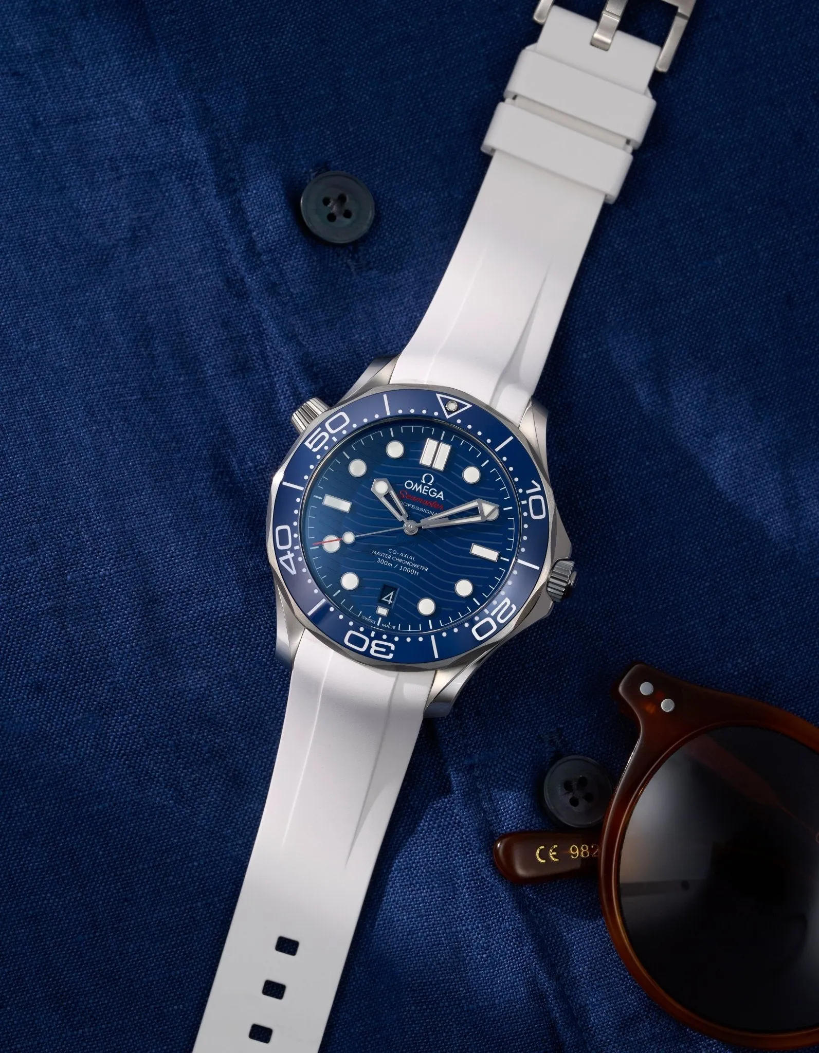 FKM Rubber Strap for Omega Seamaster 300 Diver - White