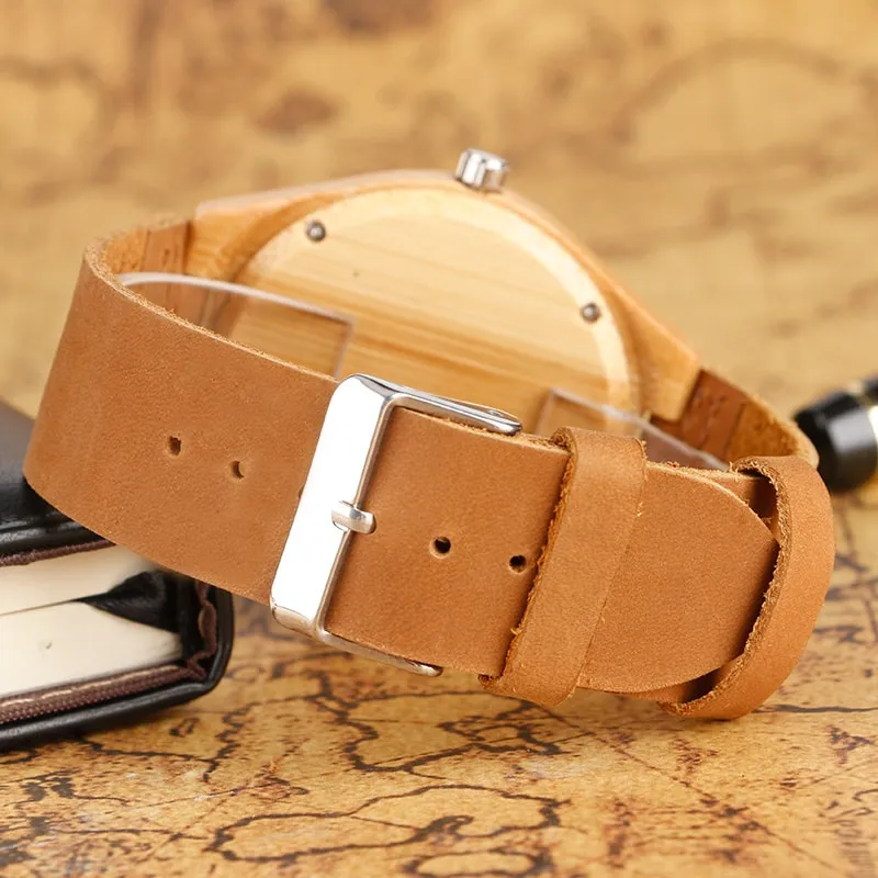 Flower Skull Printed Bamboo Wood Women's Watches