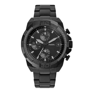 Fossil Bronson Black Stainless Steel Black Dial Chronograph Quartz Watch for Gents - FS5853