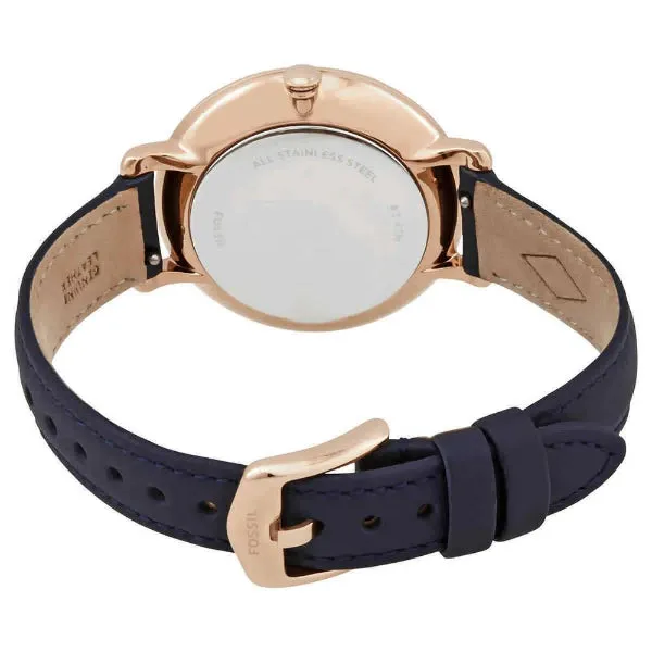 Fossil Jacqueline Blue Leather Strap Blue Dial Quartz Watch for Ladies - ES4673