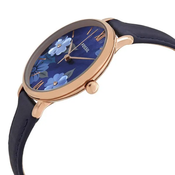 Fossil Jacqueline Blue Leather Strap Blue Dial Quartz Watch for Ladies - ES4673