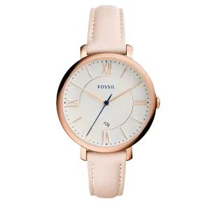 Fossil Jacqueline Blush Leather Strap White Dial Quartz Watch for Ladies - ES3988
