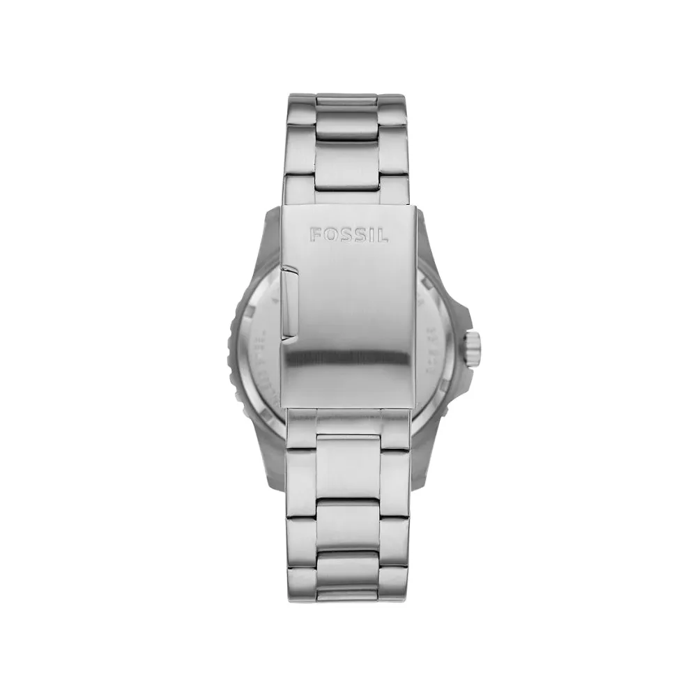 Fossil Men's FB-01 Three-Hand Date Stainless Steel Watch and Blue Sodalite Beaded Bracelet Set