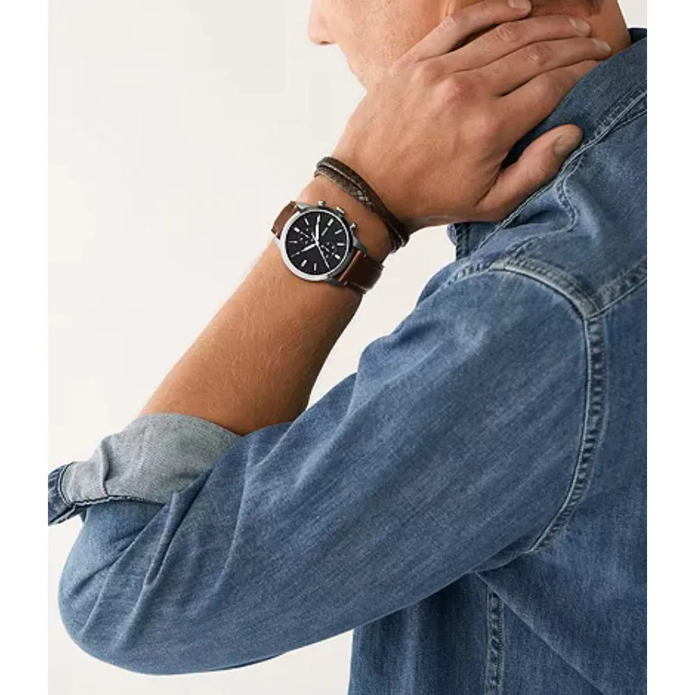 Fossil Men's Townsman Chronograph Brown Lite Hide™ Leather Watch and Bracelet Set