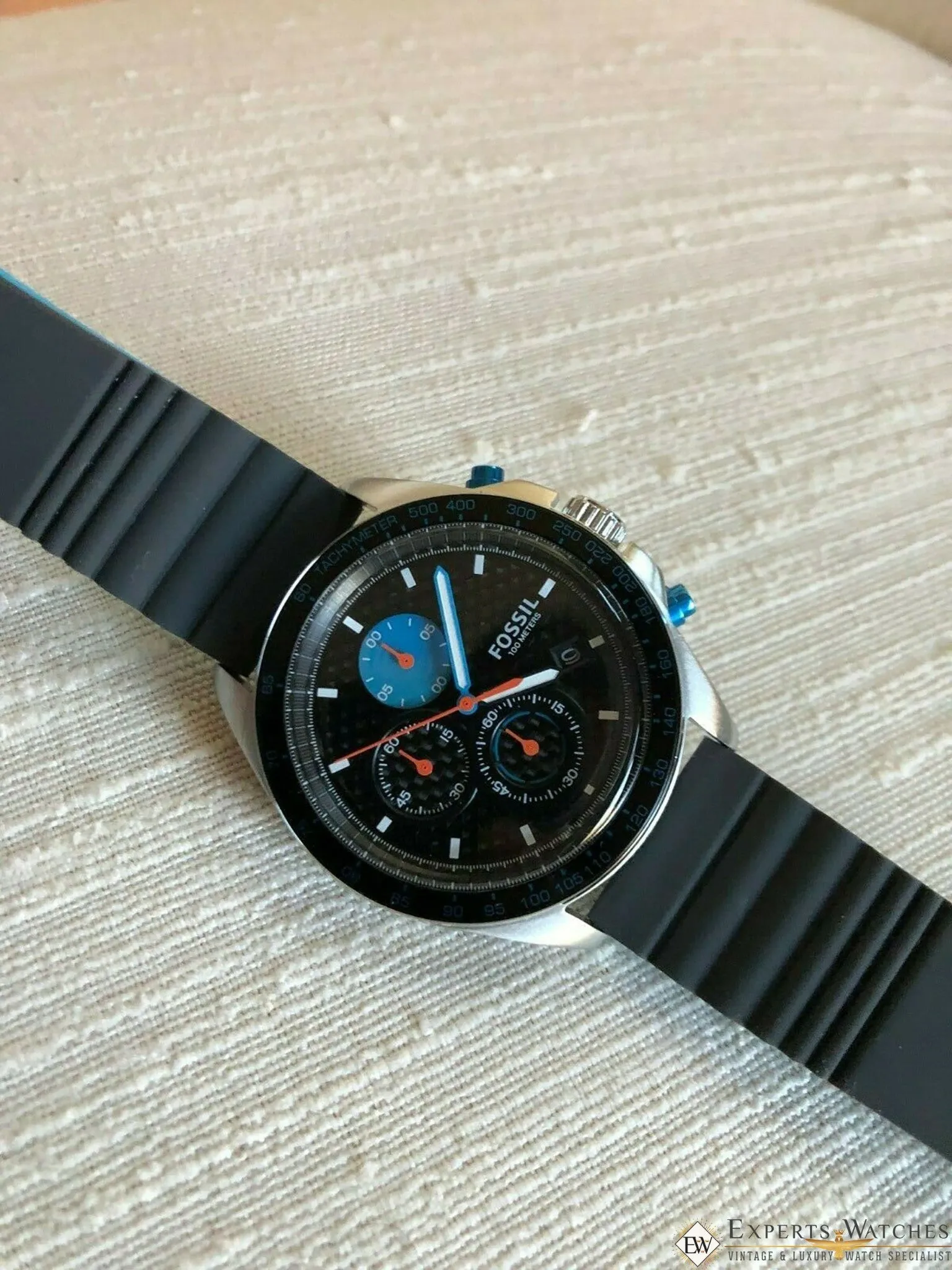 FOSSIL SPORT 54 CHRONOGRAPH GRAY SILICONE WATCH CH3079P Quick Release Strap Dive
