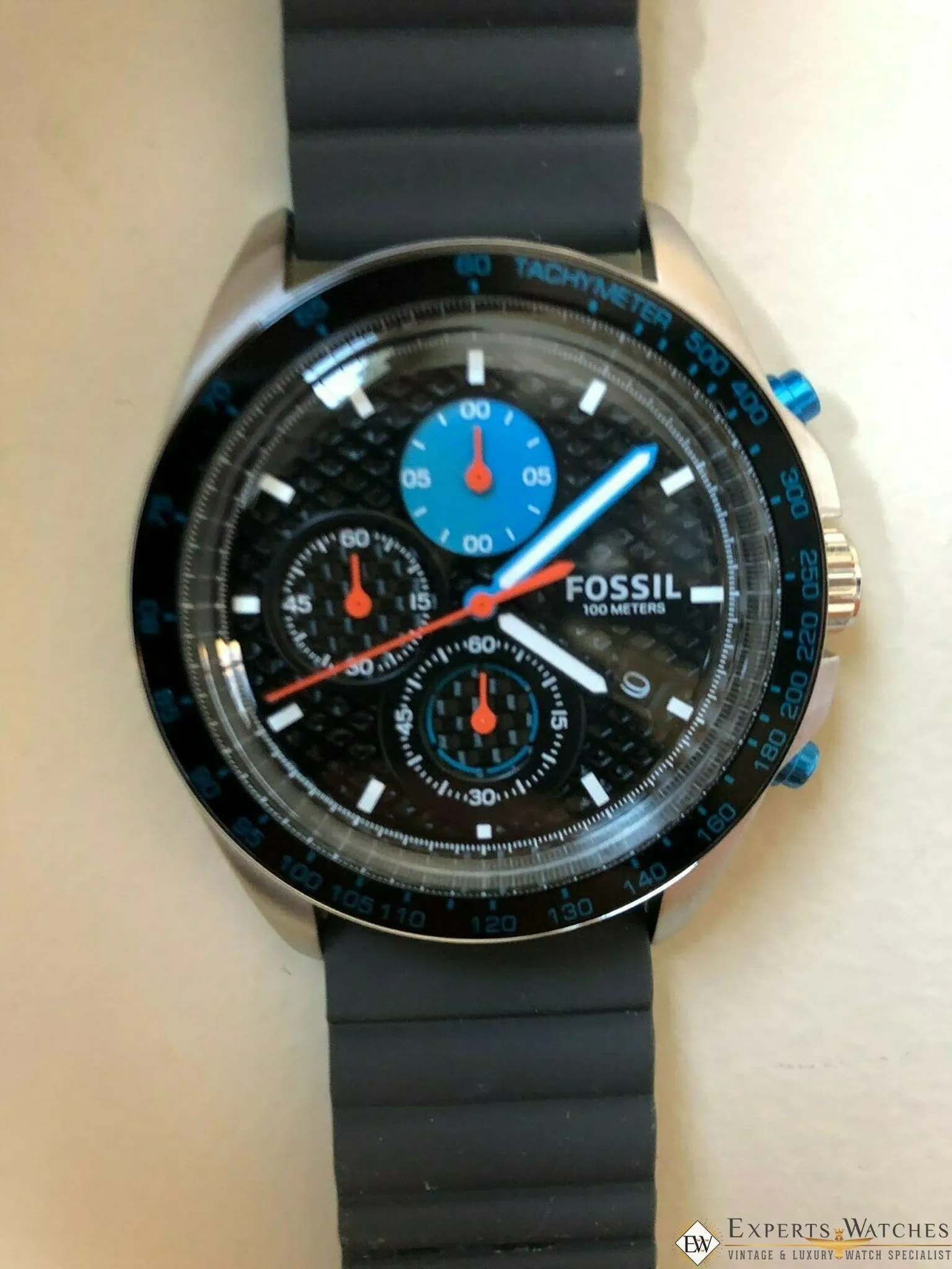 FOSSIL SPORT 54 CHRONOGRAPH GRAY SILICONE WATCH CH3079P Quick Release Strap Dive