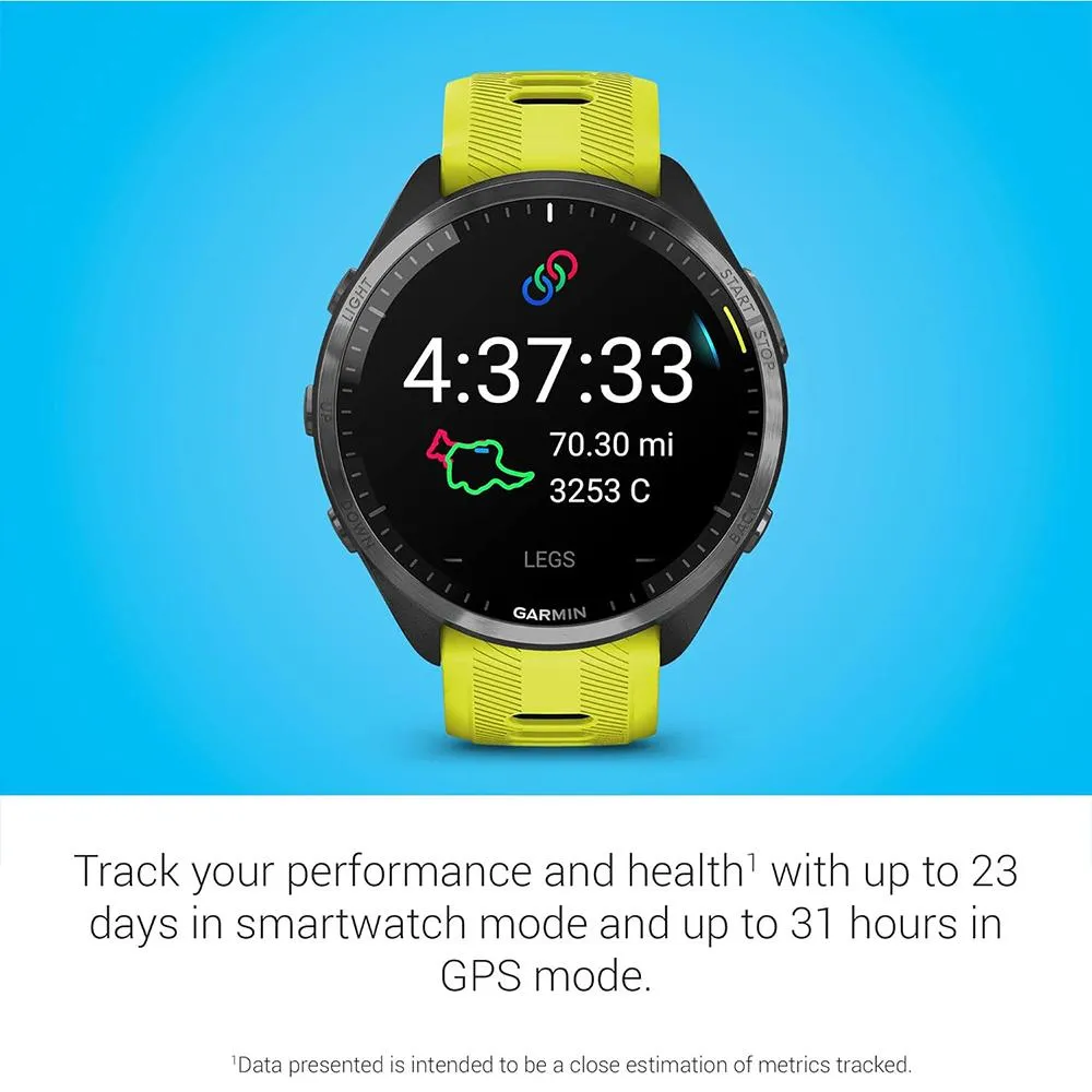 Garmin Forerunner 965 Running Smartwatch Amp Yellow and Black   Charging Bundle