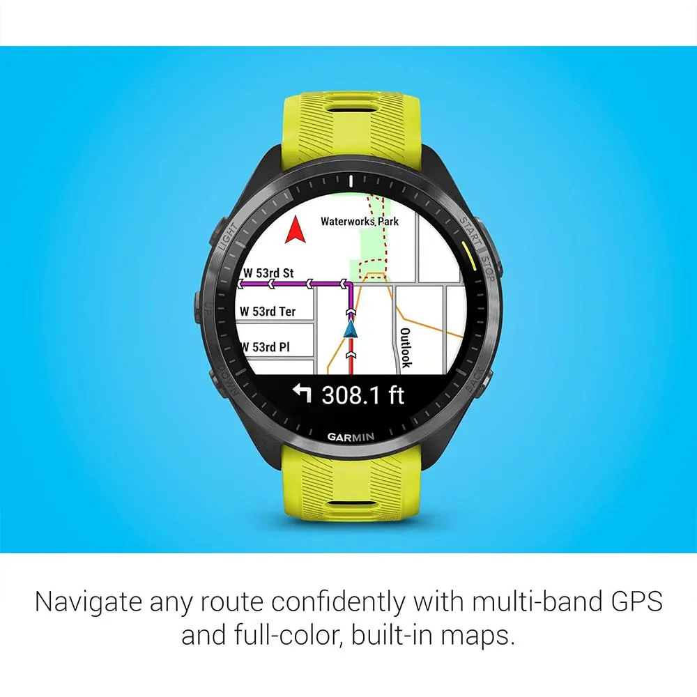 Garmin Forerunner 965 Running Smartwatch Amp Yellow and Black   Charging Bundle