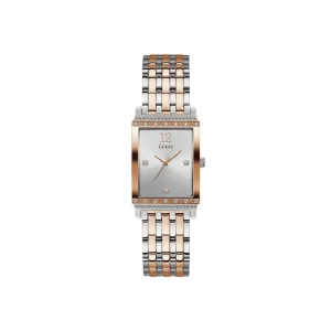 Guess Ladies 2 Tone Stainless Steel Watch Silver Color Dial With 2Tone Metal Bracelet