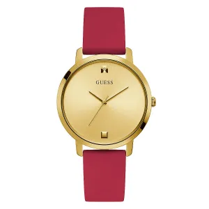 Guess Nova Red Silicone Strap Gold Dial Quartz Watch for Ladies - U1210L2