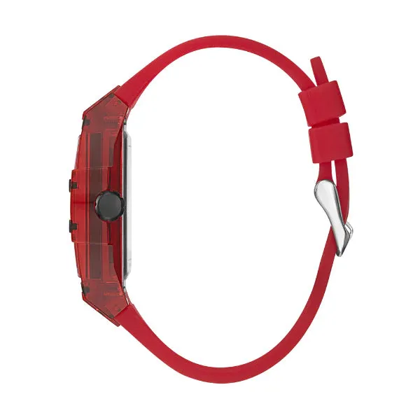 Guess Phoenix Red Silicone Strap Black Dial Quartz Watch for Gents - GW0203G5