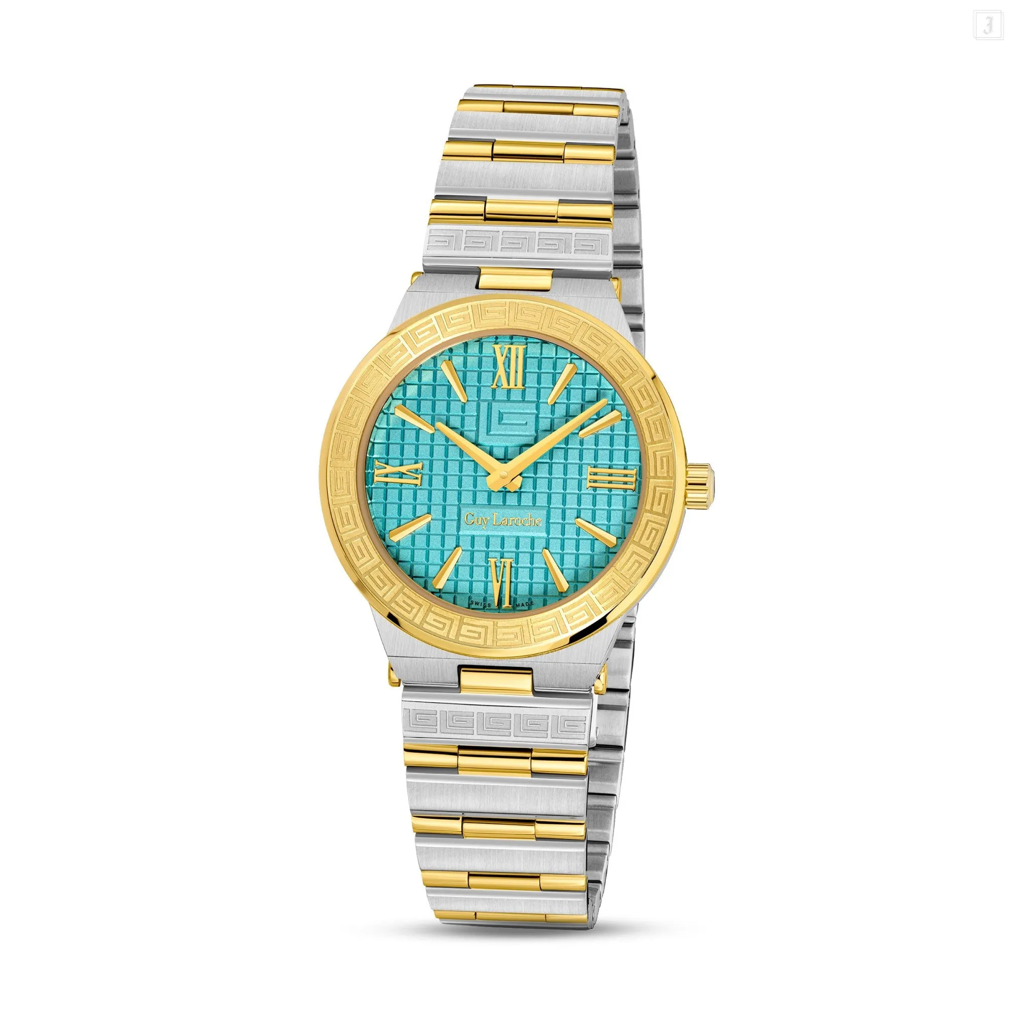Guy Laroche Sacha Ladies Turquoise Dial Stainless Steel Gold Plated Watch
