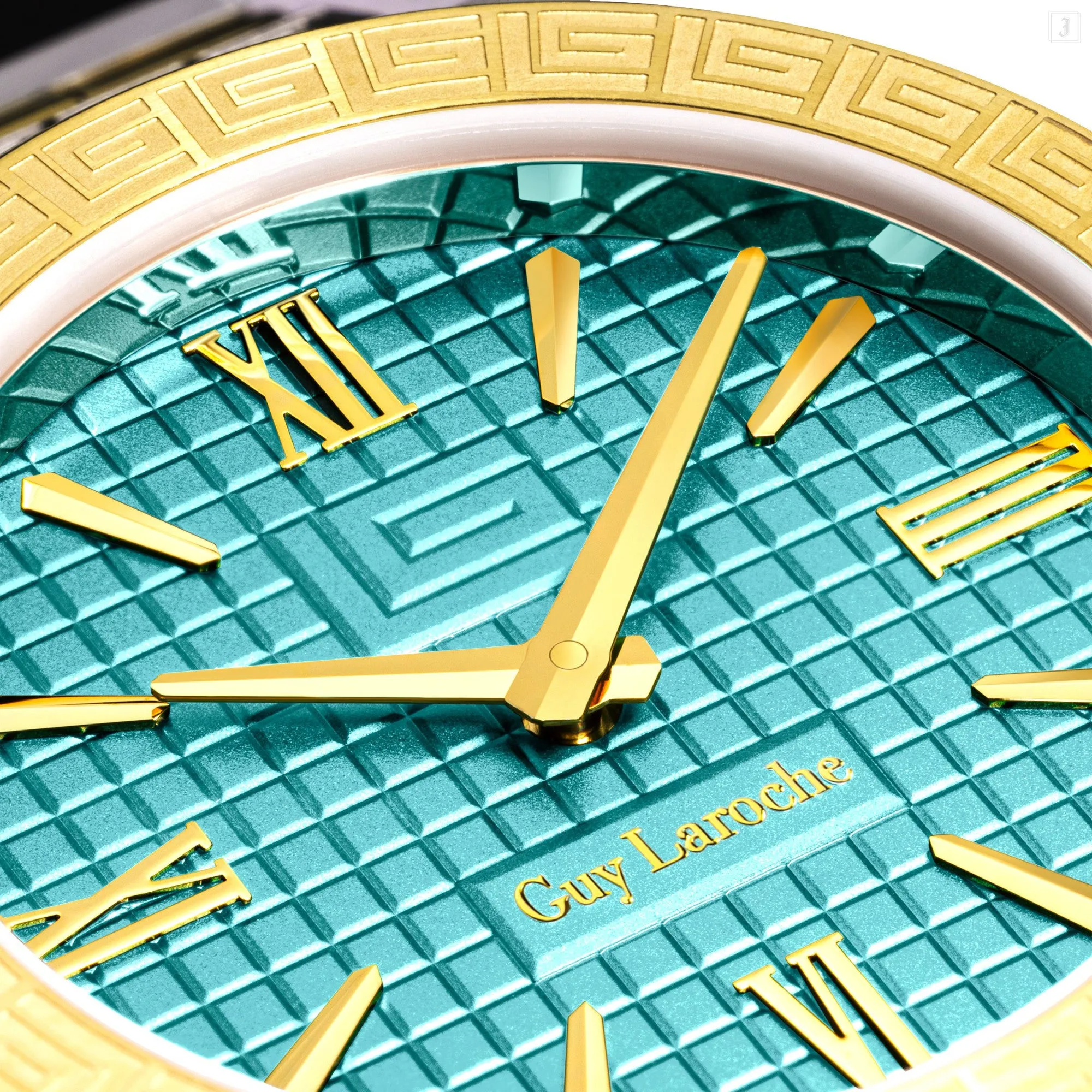 Guy Laroche Sacha Ladies Turquoise Dial Stainless Steel Gold Plated Watch