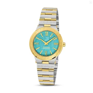Guy Laroche Sacha Ladies Turquoise Dial Stainless Steel Gold Plated Watch